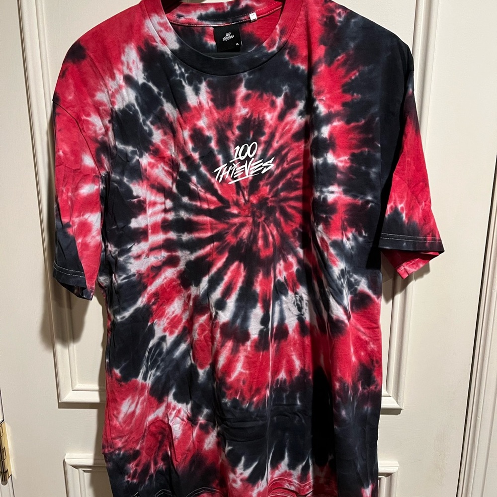 100 Thieves Red and Black Tie-Dye Short Sleeve Tee